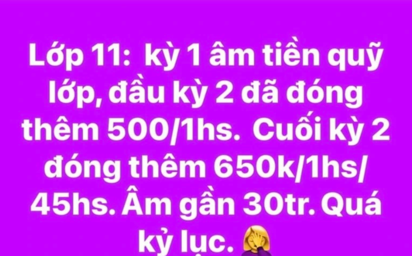 Thông tin một lớp học ở Quảng Bình “âm” 30 triệu tiền quỹ là không đúng